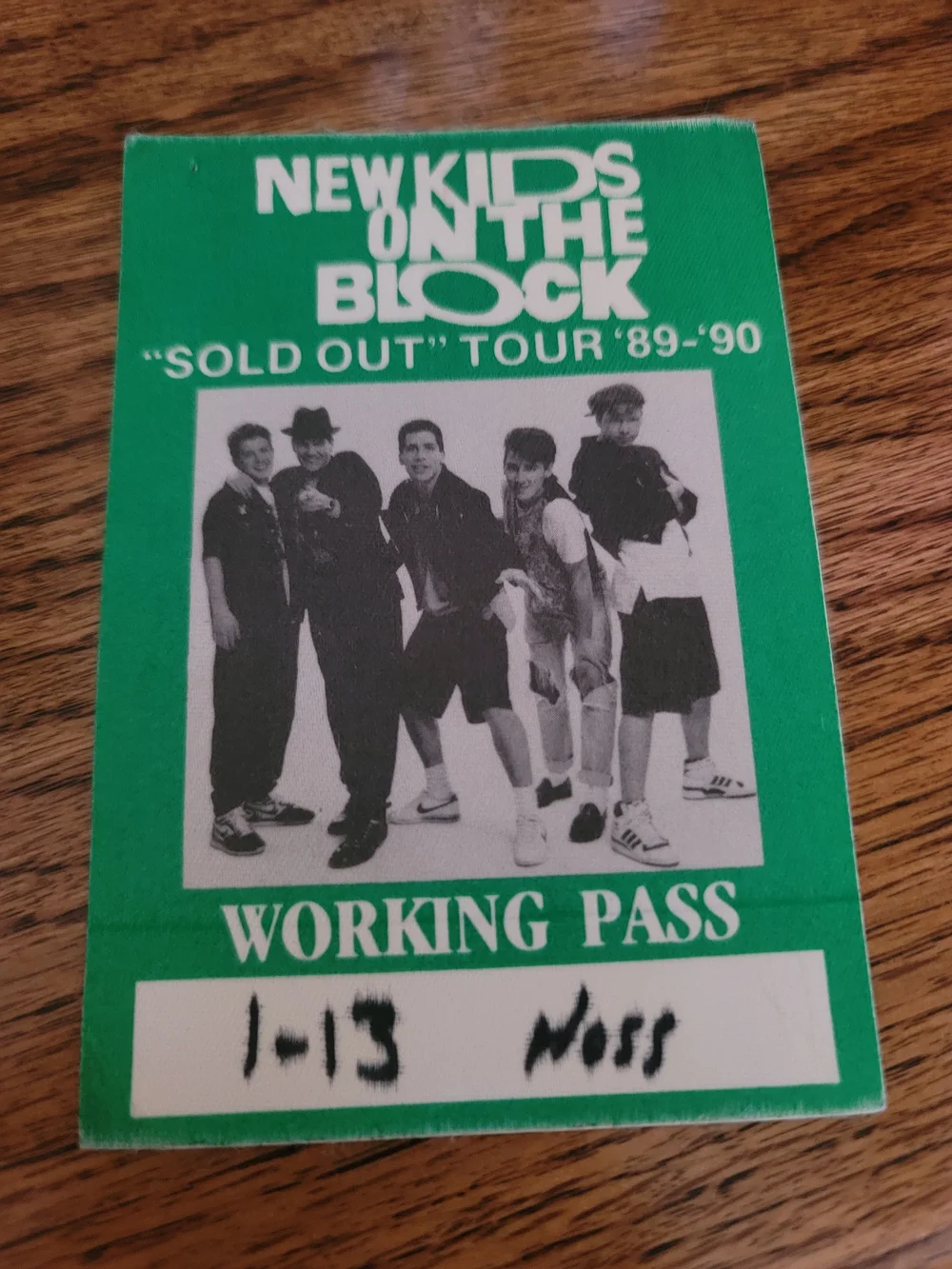 NKOTB Green Working Pass Graphic Badge Vintage - Picture 1 of 1